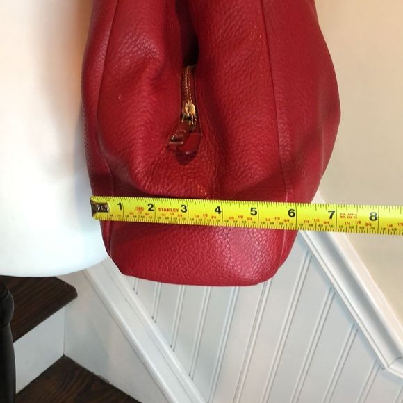 COACH Madison Phoebe Red Lining & Tumbled Red Leather Bag 3 Compartment Interior - Picture 15 of 15